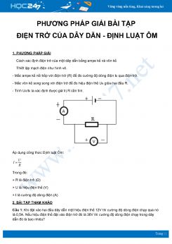 Phương pháp giải bài tập Điện trở của dây dẫn và Định luật Ôm môn Vật Lý 9 năm 2020