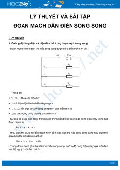 Tổng hợp lý thuyết và bài tập về Đoạn mạch điện mắc song song môn Vật Lý 9 năm 2020