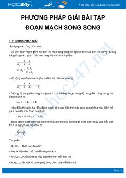 Phương pháp giải bài tập về Đoạn mạch dẫn điện mắc song song môn Vật Lý 9 năm 2020