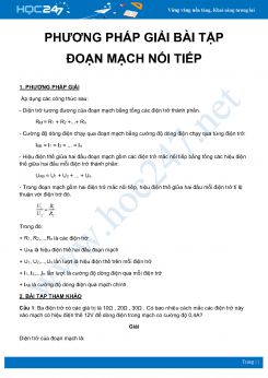 Phương pháp giải bài tập về Đoạn mạch dẫn điện mắc nối tiếp môn Vật Lý 9 năm 2020
