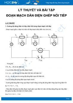 Tổng hợp lý thuyết và bài tập về Đoạn mạch dẫn điện mắc nối tiếp môn Vật Lý 9 năm 2020