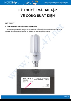 Tổng hợp lý thuyết và bài tập về Công suất điện môn Vật Lý 9 năm 2020