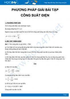 Phương pháp giải bài tập về Công suất điện môn Vật Lý 9 năm 2020