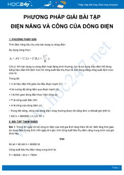 Phương pháp giải bài tập về Điện năng và Công của dòng điện môn Vật Lý 9 năm 2020