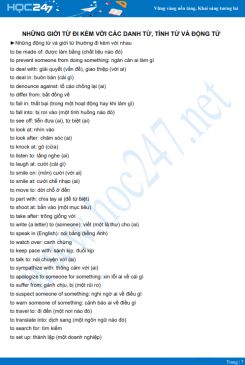 Những giới từ đi kèm với Danh từ, tính từ, động từ Tiếng Anh 10