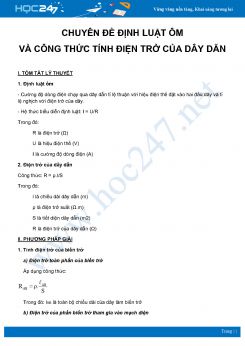 Chuyên đề về Định luật Ôm và Công thức tính điện trở của dây dẫn môn Vật Lý 9 năm 2020