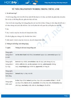 Từ nối (Transition words) trong Tiếng Anh