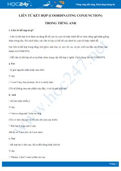 Liên từ kết hợp (Coordinating conjunction) trong Tiếng Anh