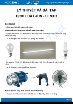 Tổng hợp lý thuyết và bài tập về Định luật Jun Len-xơ môn Vật Lý 9 năm 2020