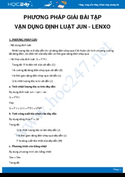 Phương pháp giải dạng bài tập áp dụng Định luật Jun Len-xơ môn Vật Lý 9 năm 2020