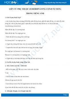 Liên từ phụ thuộc (Subordinating conjunction) trong Tiếng Anh