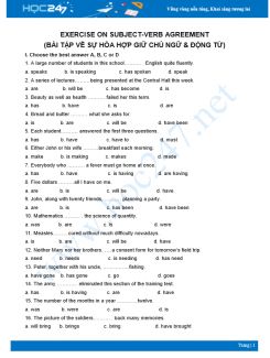 Bài tập về sự hòa hợp giữa chủ ngữ và động từ có đáp án Tiếng Anh 10