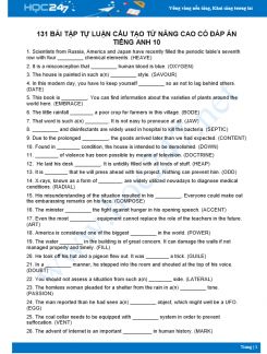 131 bài tập tự luận cấu tạo từ nâng cao có đáp án Tiếng Anh 10