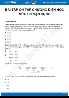Bài tập ôn tập Chương 1 - Điện học mức độ vận dụng có đáp án môn Vật Lý 9 năm 2020