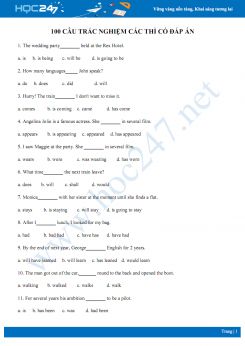 100 câu trắc nghiệm các thì có đáp án