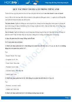 Quy tắc phát âm ed, s, es trong Tiếng Anh