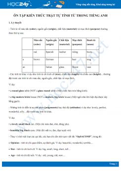 Ôn tập kiến thức trật tự tính từ trong Tiếng Anh