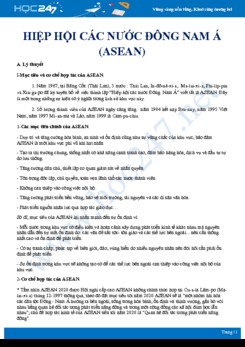 Tổng ôn kiến thức Hiệp hội các nước Đông Nam Á (ASEAN ) Địa lí 11