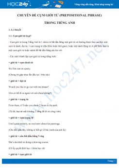 Chuyên đề cụm giới từ (prepositional phrase) trong Tiếng Anh
