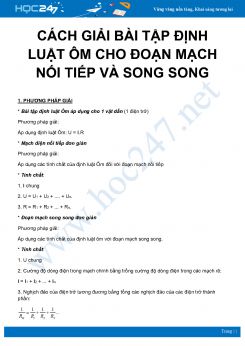 Cách giải Bài tập Định luật Ôm cho đoạn mạch nối tiếp và song song môn Vật Lý 9 năm 2020