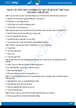 Bộ 20 câu hỏi trắc nghiệm ôn tập về Lịch sử Việt Nam nửa đầu thế kỉ XIX môn Lịch sử 7