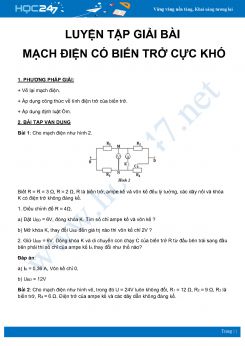 Luyện tập giải bài Mạch điện có biến trở cực khó dành cho HSG môn Vật Lý 9 năm 2020