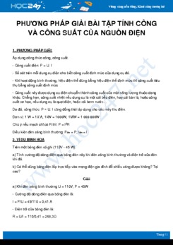 Phương pháp giải Bài tập tính công và công suất của nguồn điện môn Vật Lý 9 năm 2020