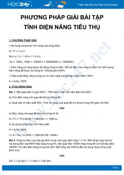 Phương pháp giải bài tập tính điện năng tiêu thụ môn Vật Lý 9 năm 2020