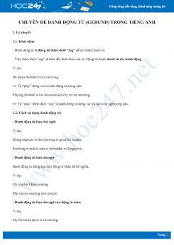 Chuyên đề danh động từ (gerund) trong Tiếng Anh