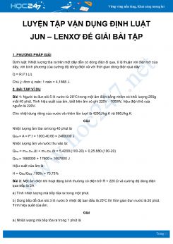 Luyện tập Vận dụng định luật Jun – Lenxơ để giải bài tập môn Vật Lý 9 năm 2020