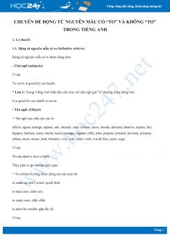 Chuyên đề động từ nguyên mẫu có To và không To trong Tiếng Anh
