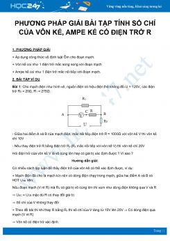 Phương pháp giải dạng bài tập Tính số chỉ của Vôn kế và Ampe kế có điện trở R môn Vật Lý 9 năm 2020
