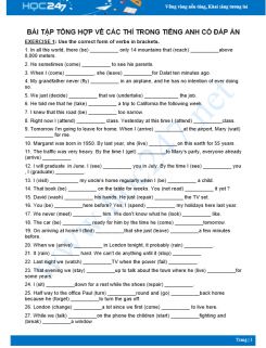 Tổng hợp bài tập về các thì trong Tiếng Anh có đáp án