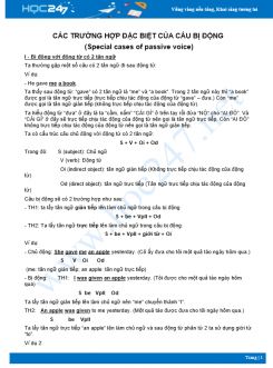 Các trường hợp đặc biệt của câu bị động