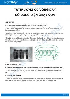 Tổng hợp lý thuyết và bài tập về Từ trường của ống dây có dòng điện chạy qua môn Vật Lý 9 năm 2020
