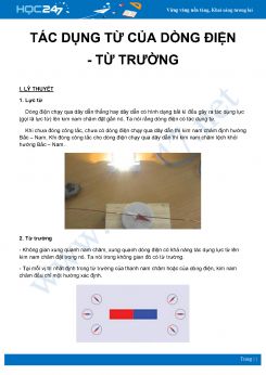 Tổng hợp lý thuyết và bài tập về Tác dụng từ của dòng điện - Từ trường môn Vật Lý 9 năm 2020