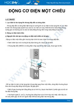 Tổng hợp lý thuyết và bài tập về Động cơ điện một chiều môn Vật Lý 9 năm 2020