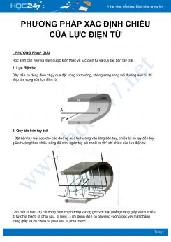 Phương pháp xác định Chiều của lực điện từ môn Vật Lý 9 năm 2020 - 2021
