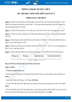 Đề thi học sinh giỏi cấp huyện Lịch sử 8- Phòng GD& ĐT Hương Thủy có đáp án