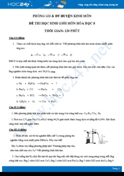 Đề thi học sinh giỏi cấp huyện môn Hóa học 8- Phòng GD & ĐT Kinh Môn có đáp án