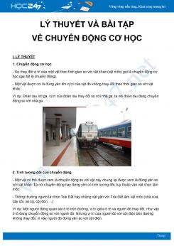 Tổng hợp lý thuyết và bài tập về Chuyển động cơ học môn Vật Lý 8 năm 2020