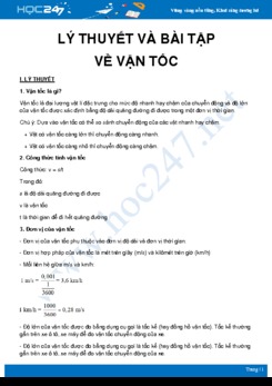 Tổng hợp lý thuyết và bài tập về Vận tốc môn Vật Lý 8 năm 2020