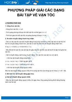 Phương pháp giải các dạng bài tập về Vận tốc môn Vật Lý 8 năm 2020-2021
