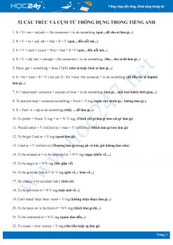 52 cấu trúc và cụm từ thông dụng trong Tiếng Anh
