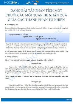 Phương pháp giải dạng bài tập Một chuỗi các mối quan hệ nhân quả giữa các thành phần Địa lí 10