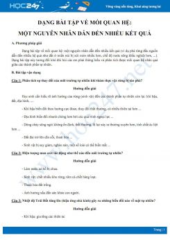 Phương pháp giải dạng bài tập Một nguyên nhân dẫn đến nhiều kết quả Địa lí 10