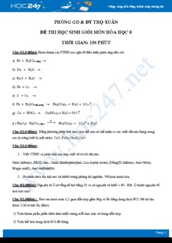 Đề thi học sinh giỏi cấp huyện môn Hóa học 8- Phòng GD & ĐT Thọ Xuân có đáp án