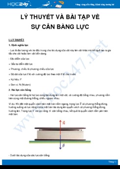 Tổng hợp lý thuyết và bài tập về Sự cân bằng lực môn Vật Lý 8 năm 2020