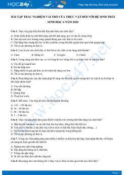 Bài tập trắc nghiệm vai trò của thực vật đối với hệ sinh thái Sinh học 6 năm 2020 có đáp án