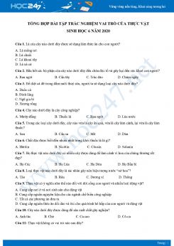 Tổng hợp bài tập trắc nghiệm Vai trò của thực vật Sinh học 6 năm 2020 có đáp án